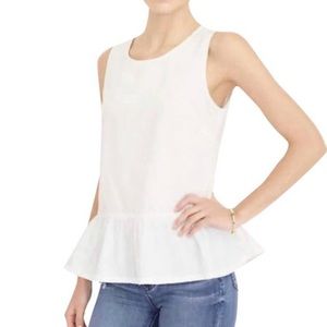 NWOT White Peplum top with bow back detail